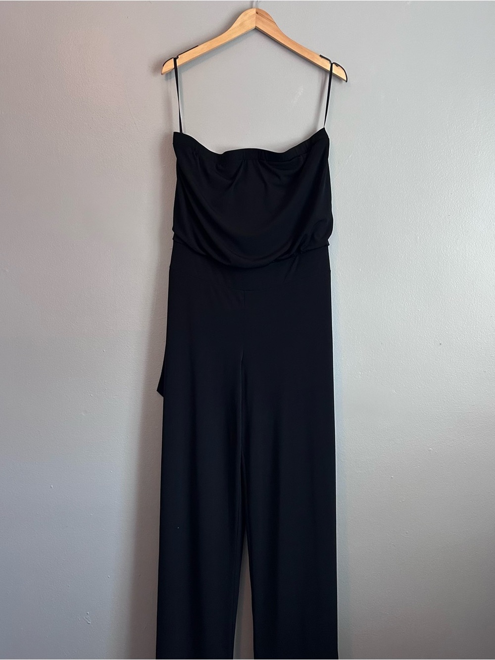 White House Black Market Black Strapless Wide-Leg Jumpsuit
